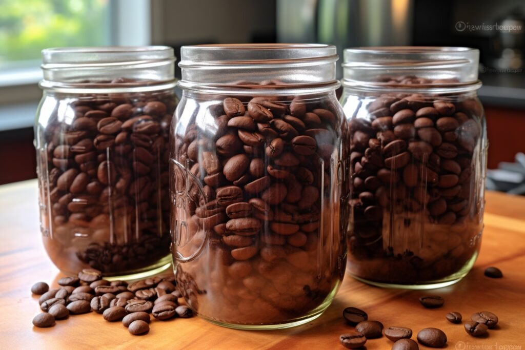 café en casa con frascos de vidrios