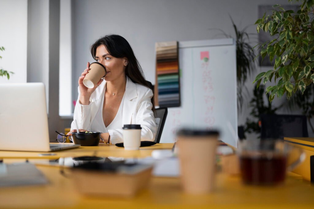 person getting break time office